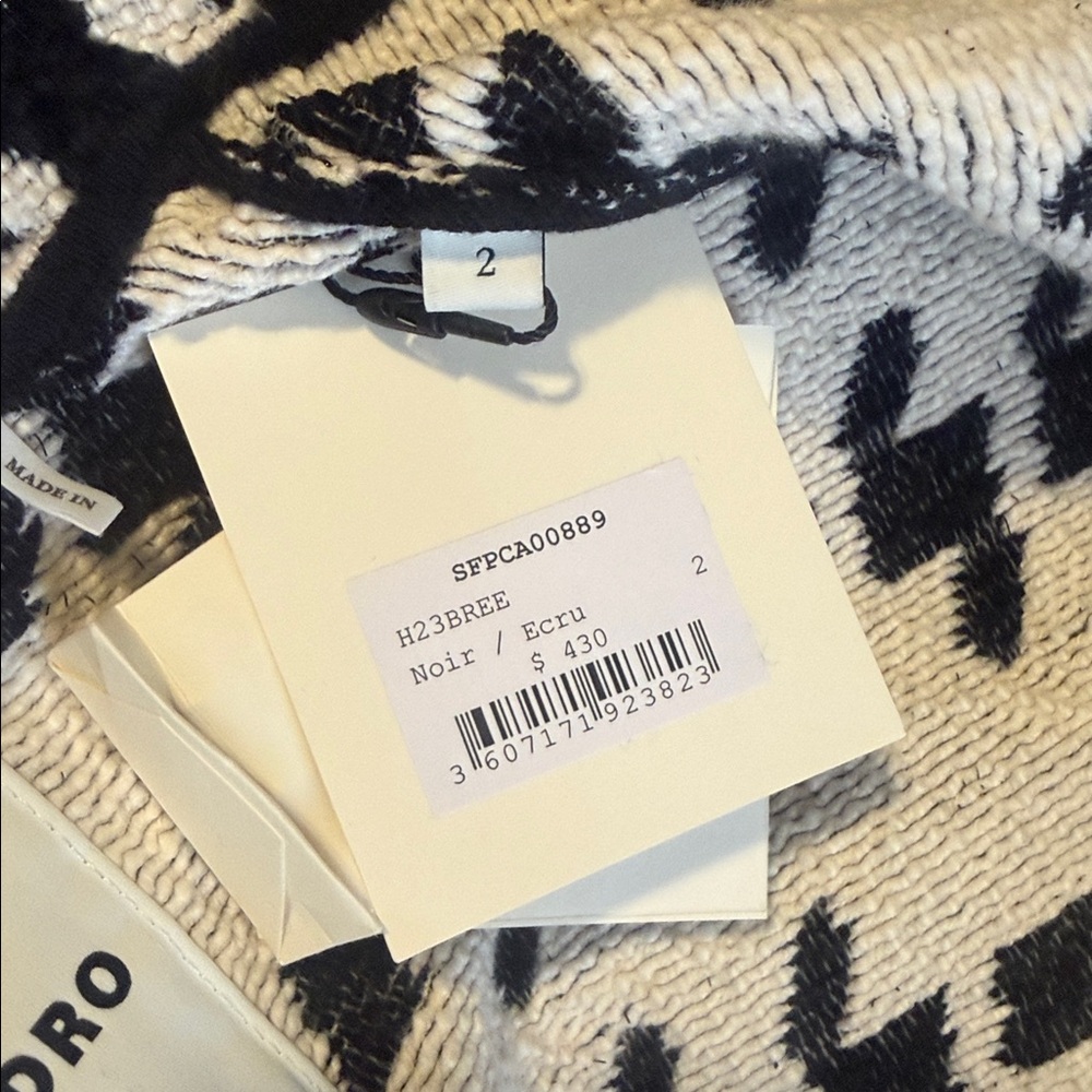 Sandro Black and White Houndstooth Jacket - Picture 4 of 4